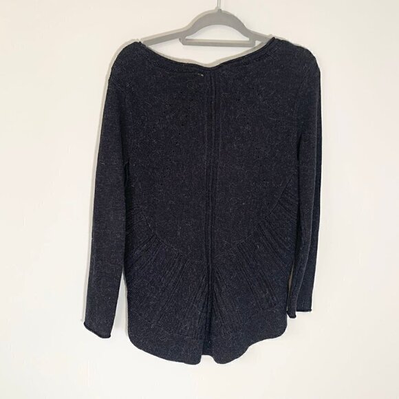 Anthro Moth dark heather gray lace knit detail wool alpaca blend sweater - Picture 6 of 9